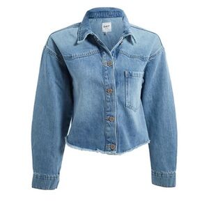 Oat New‎ York Raw Hem Cropped Denim Jacket Size S